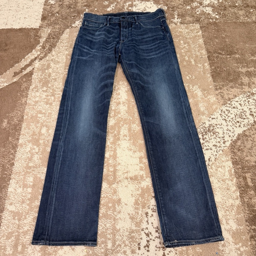 Levi's 504 Red Label Jeans Mens‎ 34x34 Blue Denim Whiskered Straight